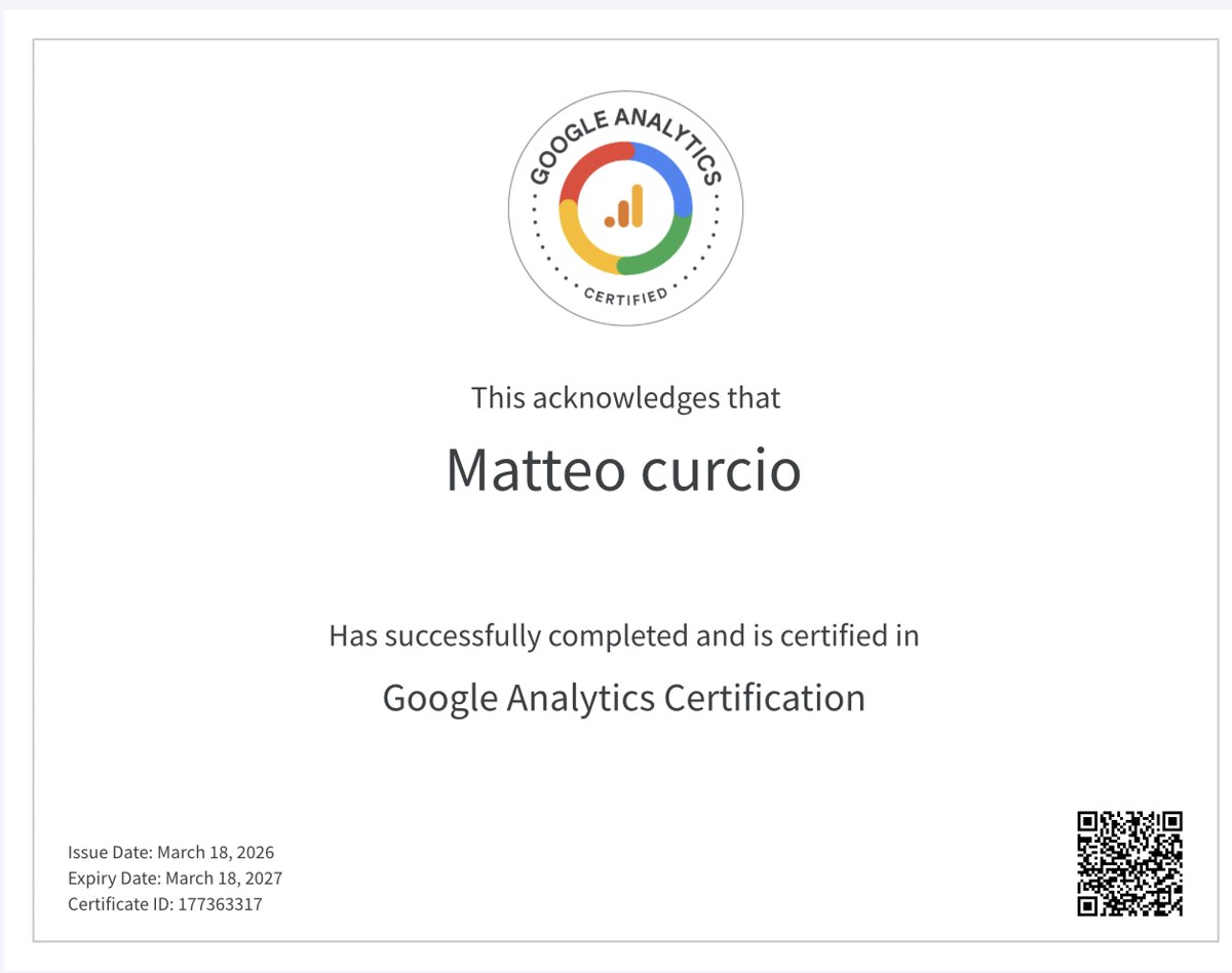 Certificate: Google Analytics Certification · Google · 2026