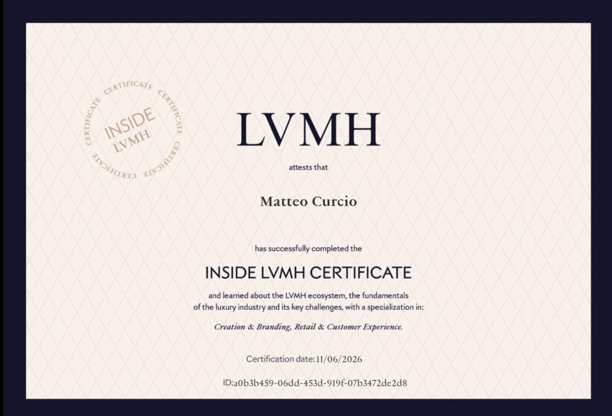 Certificate: Inside LVMH Certificate · LVMH · 2026
